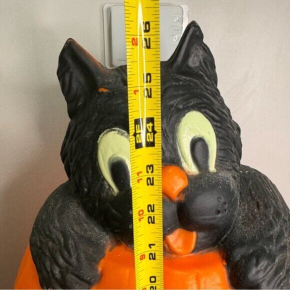 Vintage 90s Halloween Blow Mold Pumpkin Black Cat Jack-O-Lantern - Picture 7 of 15